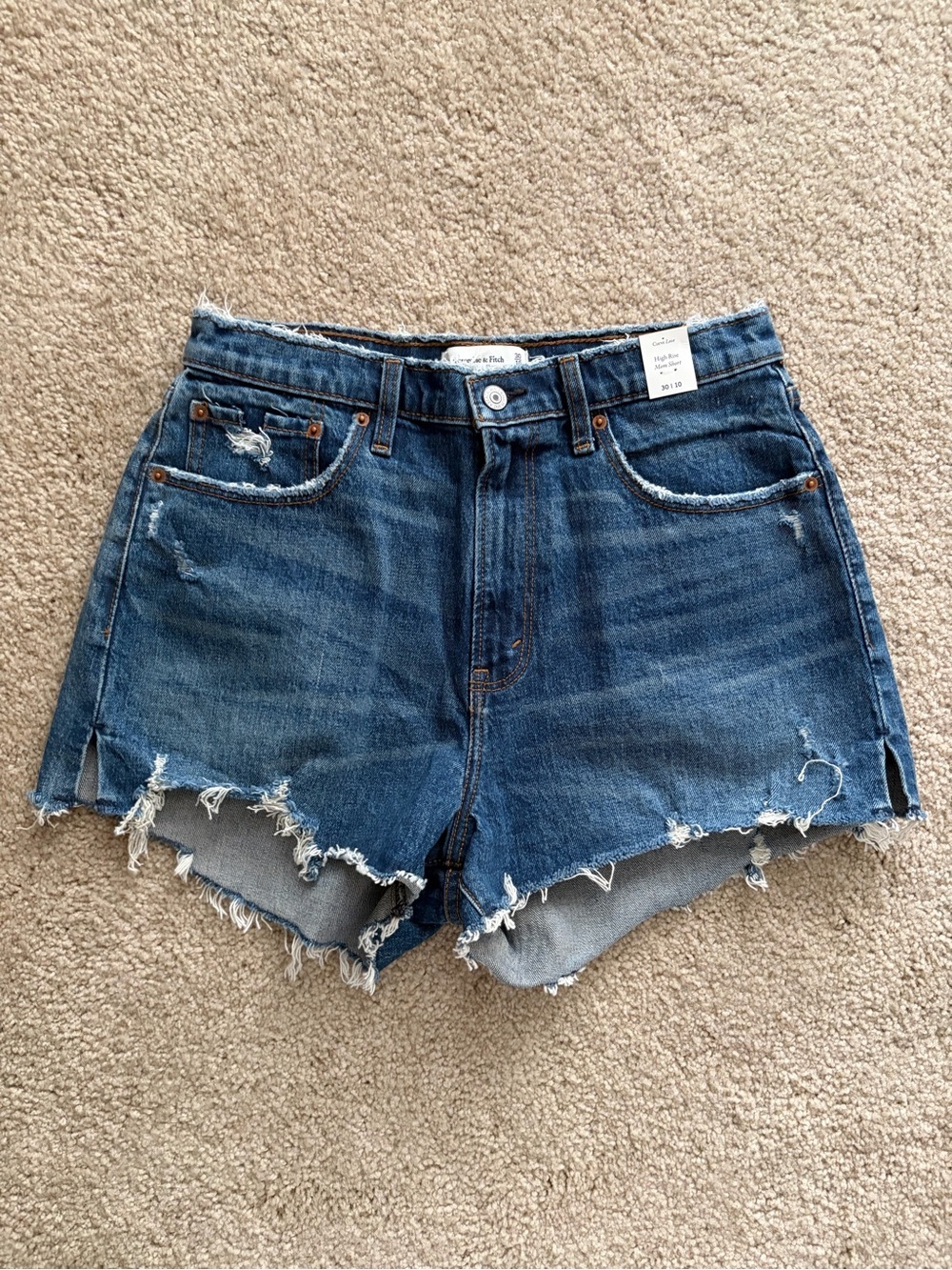 Abercrombie and fitch blue distress Raw Hem Distressed Denim Shorts 30(10) NWT